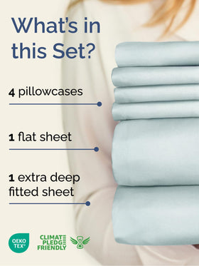 CGK Unlimited Cal King flat sheet providing full coverage for oversized beds