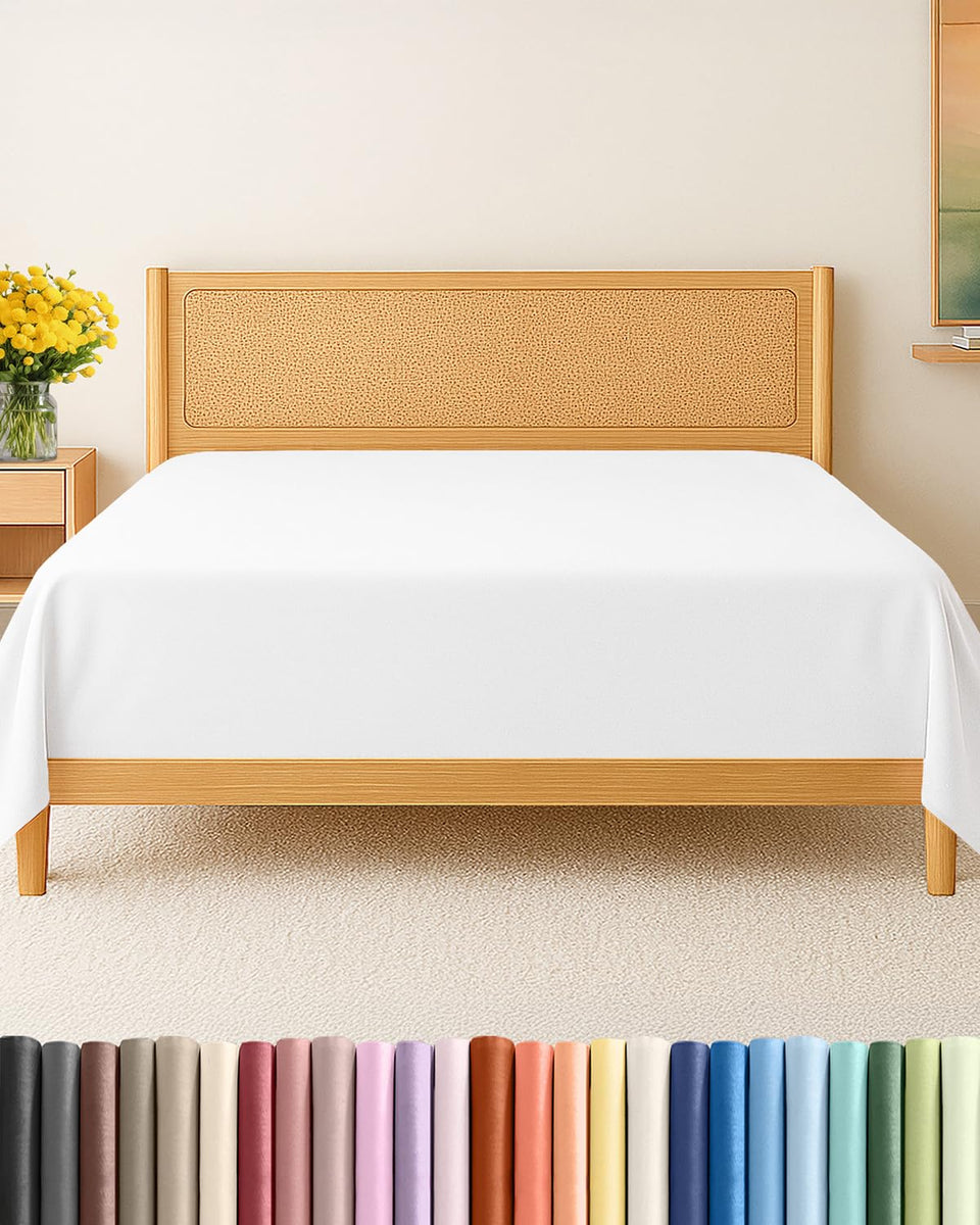 CGK Unlimited Cal King flat sheet spread smoothly on bed for hotel-like layering