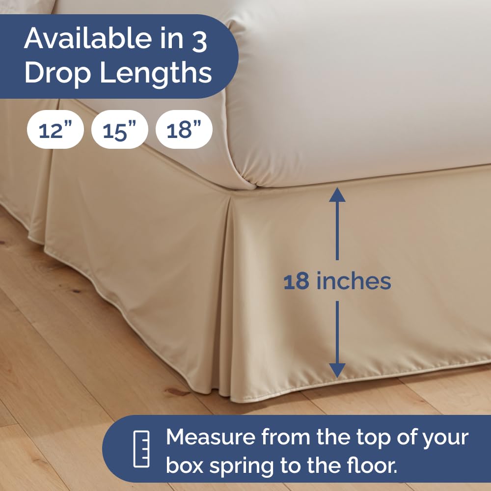 CGK Unlimited wrinkle-resistant cream bed skirt stays smooth in daily use.