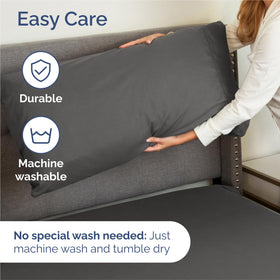 CGK Unlimited charcoal bedroom setup showcases versatile cooling bedding for all rooms