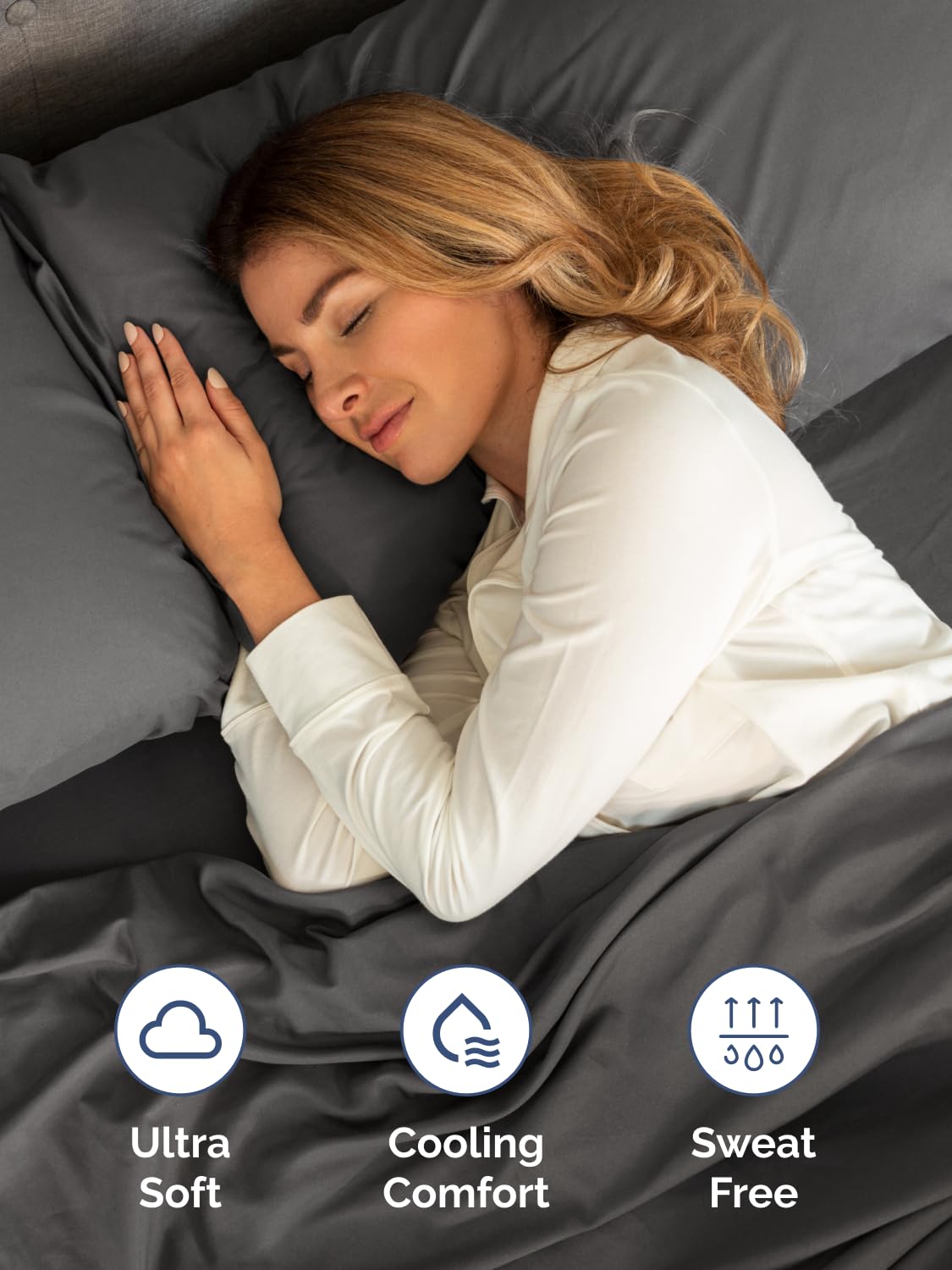 CGK Unlimited charcoal king sheet features elastic edge for a secure, wrinkle-free fit.