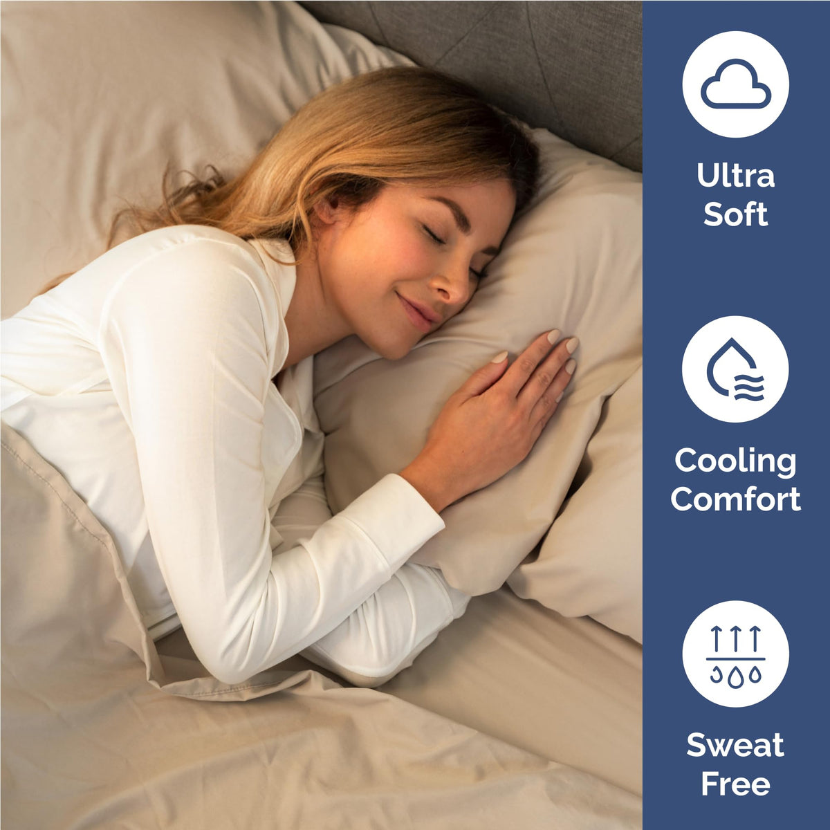 CGK Unlimited cooling sheets in a cozy night setup.