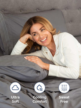CGK Unlimited dark grey fitted sheet with elastic around edges ensures snug fit