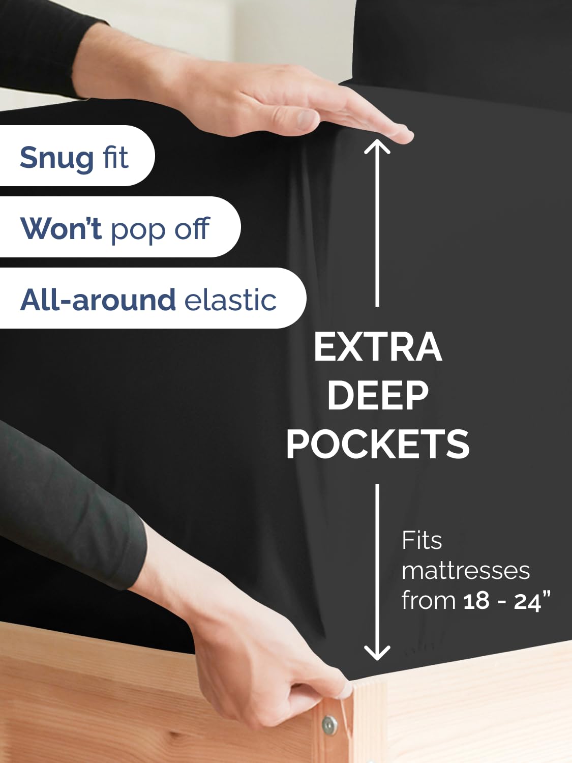 CGK Unlimited deep-pocket sheet demonstrating 18–24 inch depth