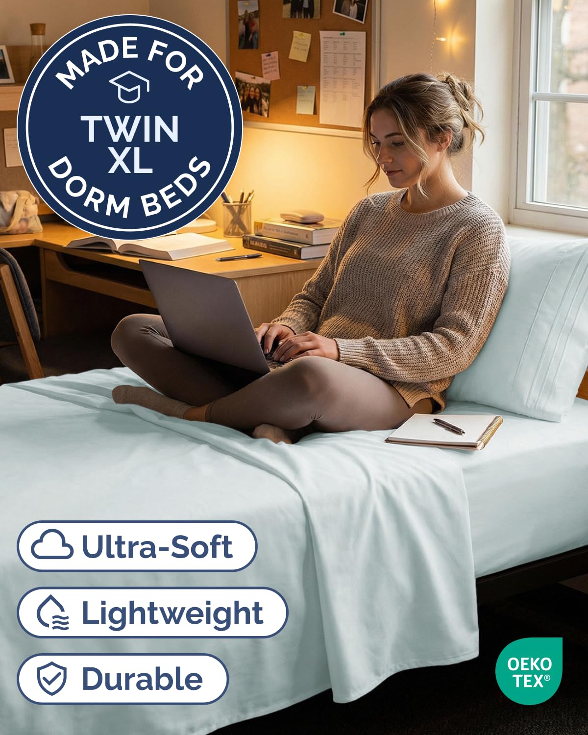 CGK Unlimited deep-pocket edge demonstrates secure fit on thick mattress.