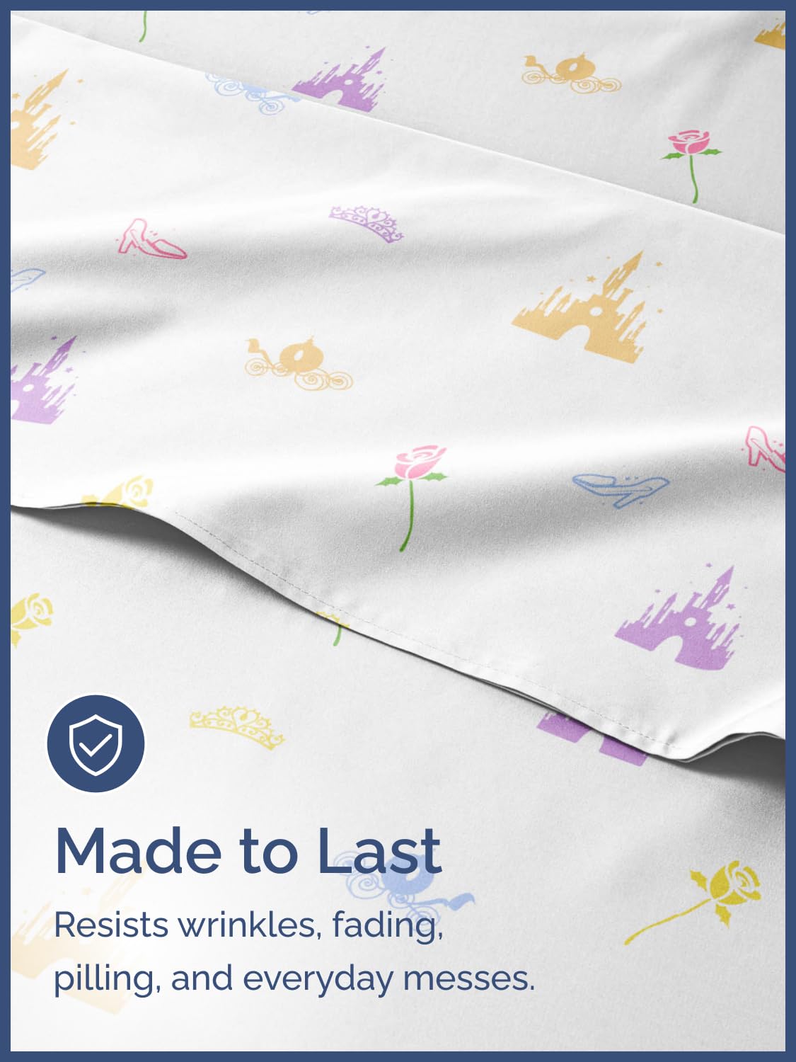 CGK Unlimited deep-pocket fitted sheet securing mattresses up to 14 inches.