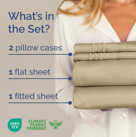 CGK Unlimited deep-pocket fitted sheet fits most mattresses securely.