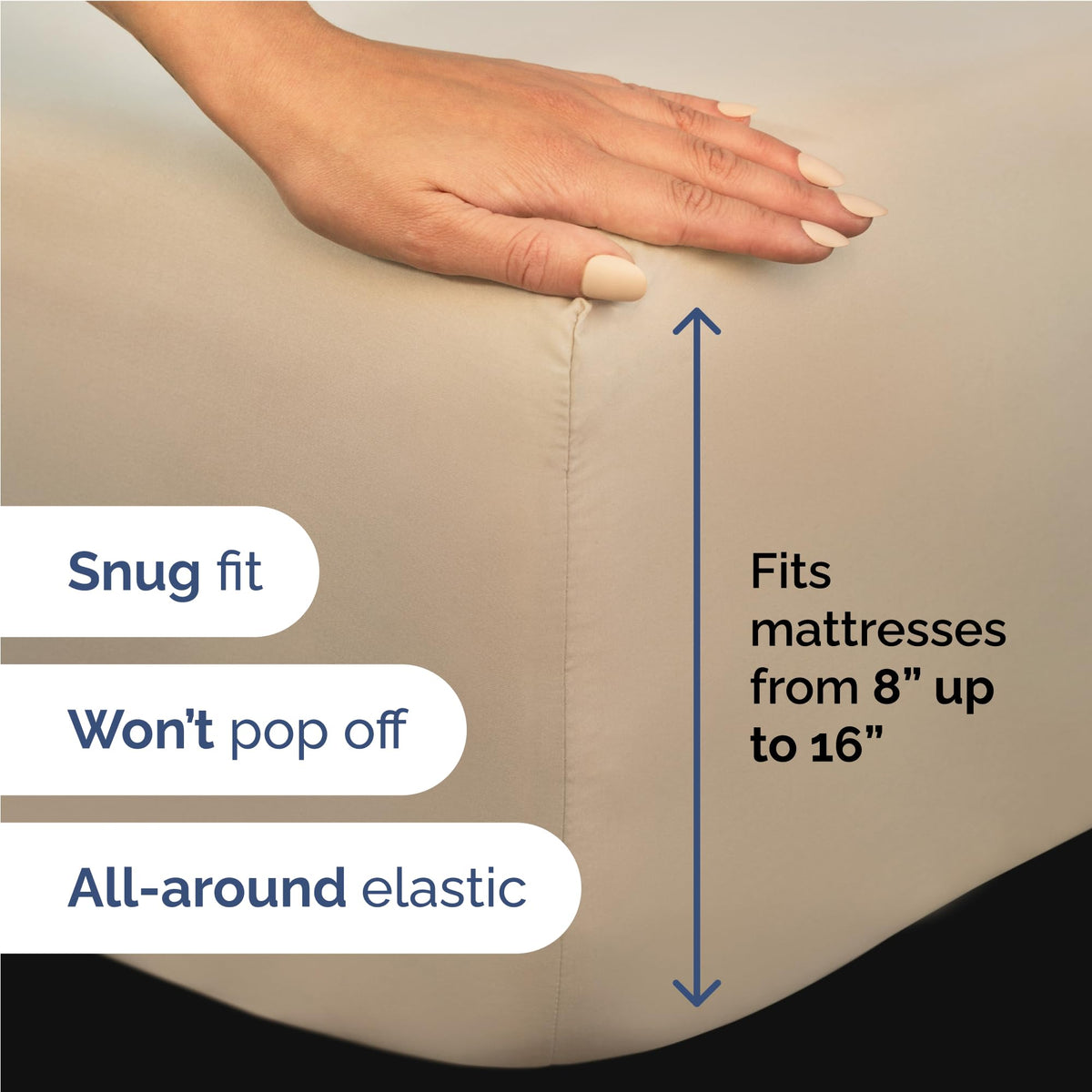 CGK Unlimited deep-pocket sheet fits mattresses up to 16 inches securely.