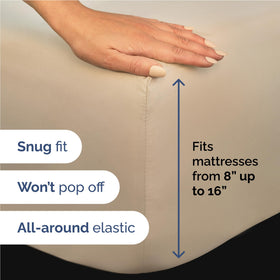 CGK Unlimited deep-pocket sheet fits mattresses up to 16 inches securely.