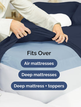 CGK Unlimited deep pocket stretches around mattress for stay put fit