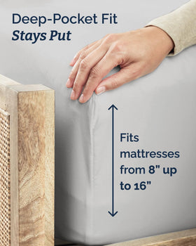 CGK Unlimited deep-pocket design up to 16 inches helps stay in place.