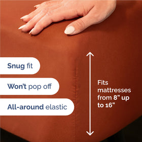CGK Unlimited deep-pocket sheets secure a snug fit on various mattress depths up to 16 inches.