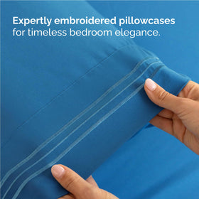 CGK Unlimited denim blue breathable cooling sheet texture helps restful sleep