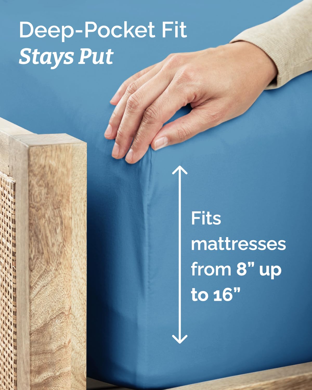 CGK Unlimited denim blue brushed microfiber close-up texture reveals silky softness.