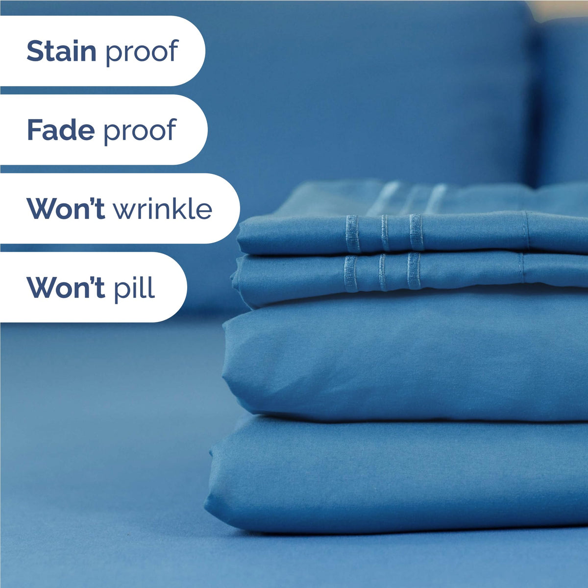 CGK Unlimited denim blue brushed microfiber fabric feels ultra soft and breathable