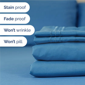 CGK Unlimited denim blue brushed microfiber fabric feels ultra soft and breathable