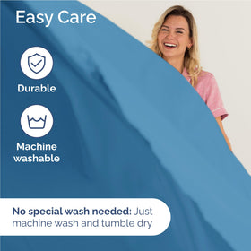 CGK Unlimited denim blue wrinkle-free finish keeps sheets neat