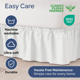 Dorm-room setup with CGK Unlimited bed skirt for neat coverage