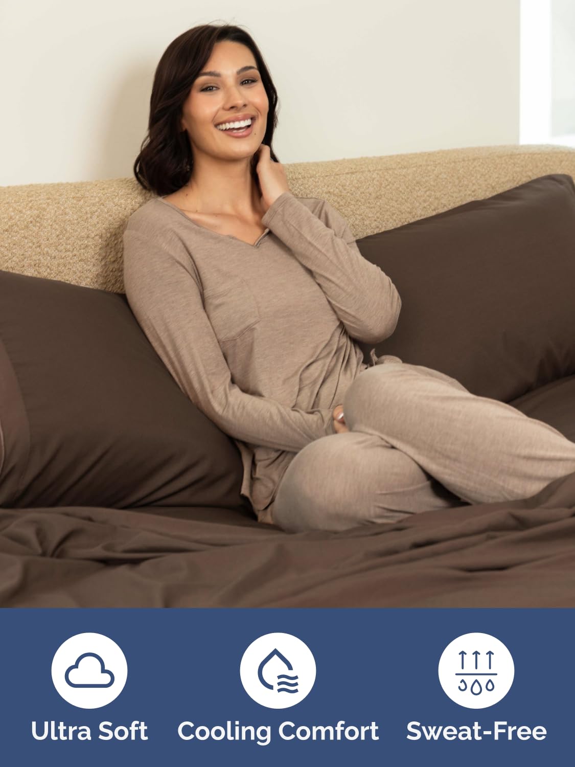 Double-brushed soft fabric in brown for lasting comfort
