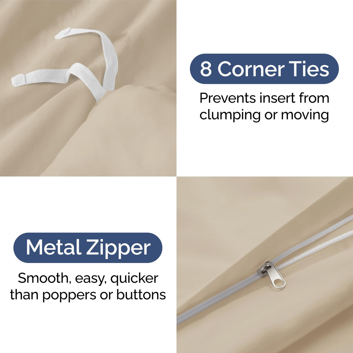 CGK Unlimited duvet cover zipper close-up for easy on/off