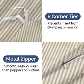 CGK Unlimited king duvet cover shows zipper closure and ties for secure fit.