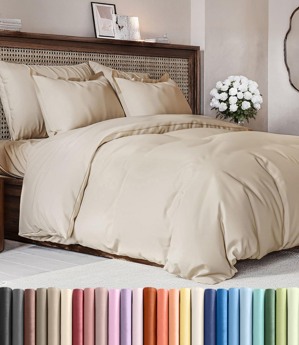 CGK Unlimited duvet cover queen front view in 90x90 size showing a snug bed fit