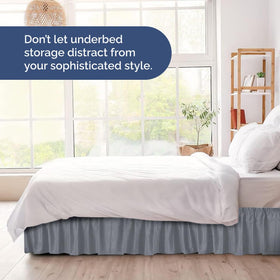 Machine-washable CGK Unlimited bed skirt in steel blue