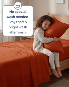 CGK Unlimited easy-care fabric minimizes wrinkles for a neat look.