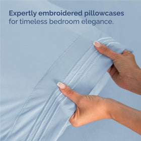 Easy-fit fitted sheet with elastic for hassle-free setup.
