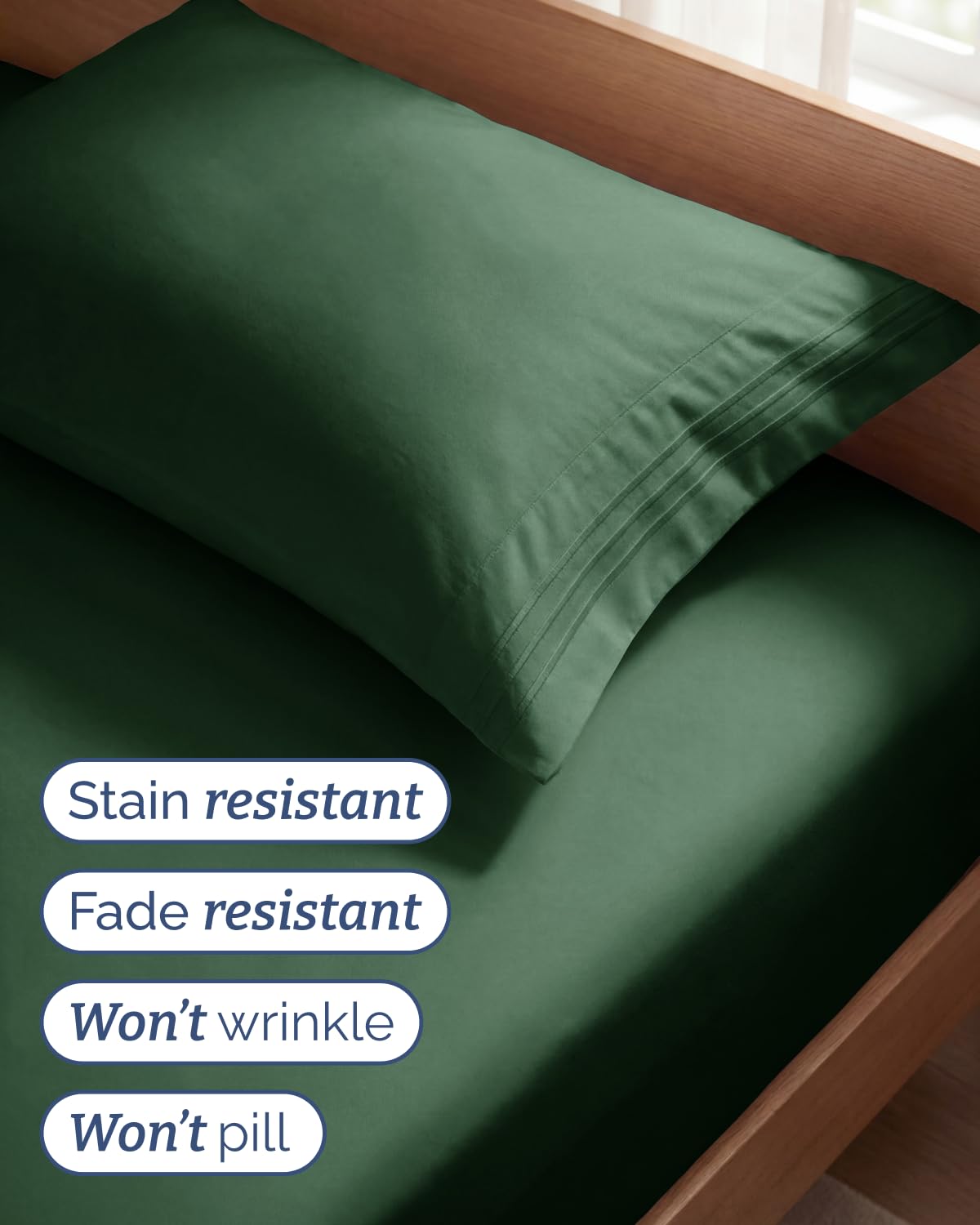 Fitted sheet showing easy-fit pocket on CGK Unlimited twin set