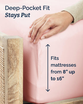 Easy-fit CGK Unlimited fitted sheet on mattress with secure corner elastic.