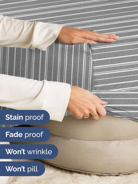 CGK Unlimited elastic-all-around edge ensures secure fit on queen sheet