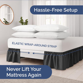 Elastic wrap design keeps the skirt secure on king bed