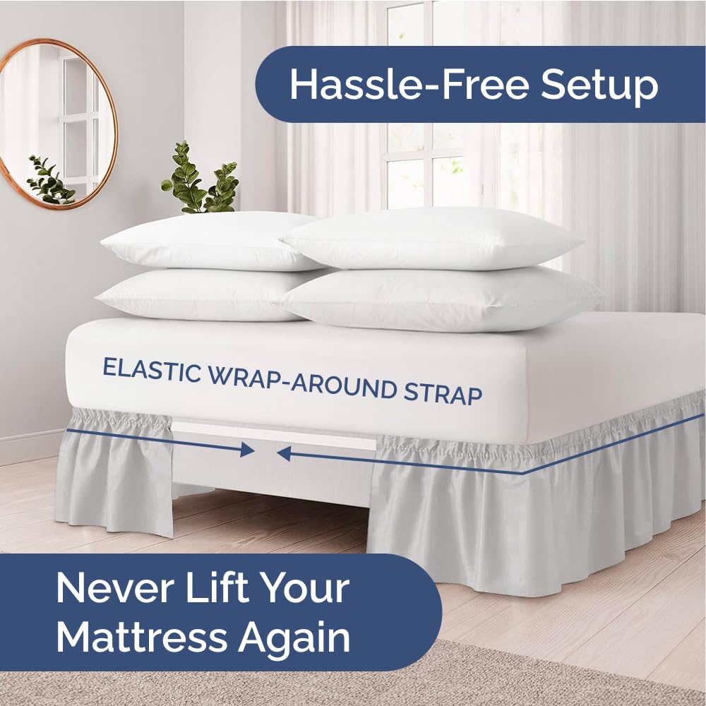 CGK Unlimited elastic wrap design keeps the bed skirt securely in place