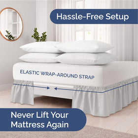 CGK Unlimited elastic wrap design keeps the bed skirt securely in place