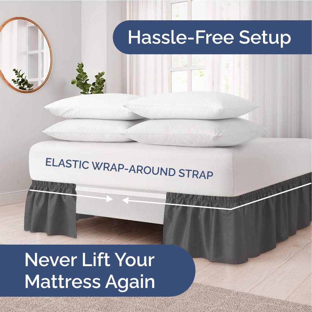 Elastic wrap stays put on CGK Unlimited bed skirt for a neat look.
