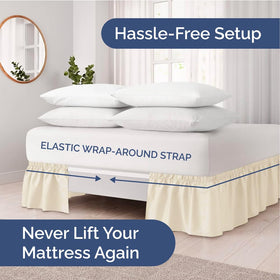 CGK Unlimited elastic wrap stays put for a tidy, secure bed skirt.