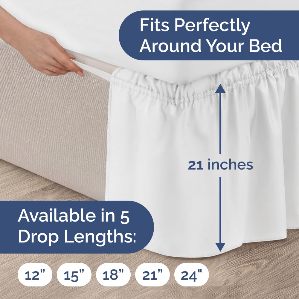 Elegant white CGK Unlimited bed skirt styling a clean, dorm-friendly bedroom