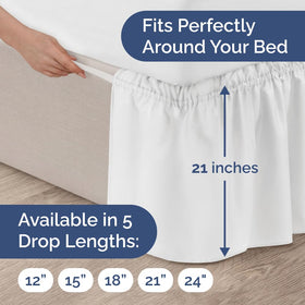 Elegant white CGK Unlimited bed skirt styling a clean, dorm-friendly bedroom