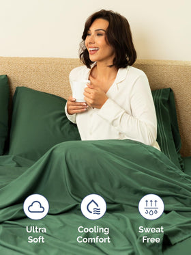 CGK Unlimited emerald green king sheet with double-brushed softness improves with every wash.