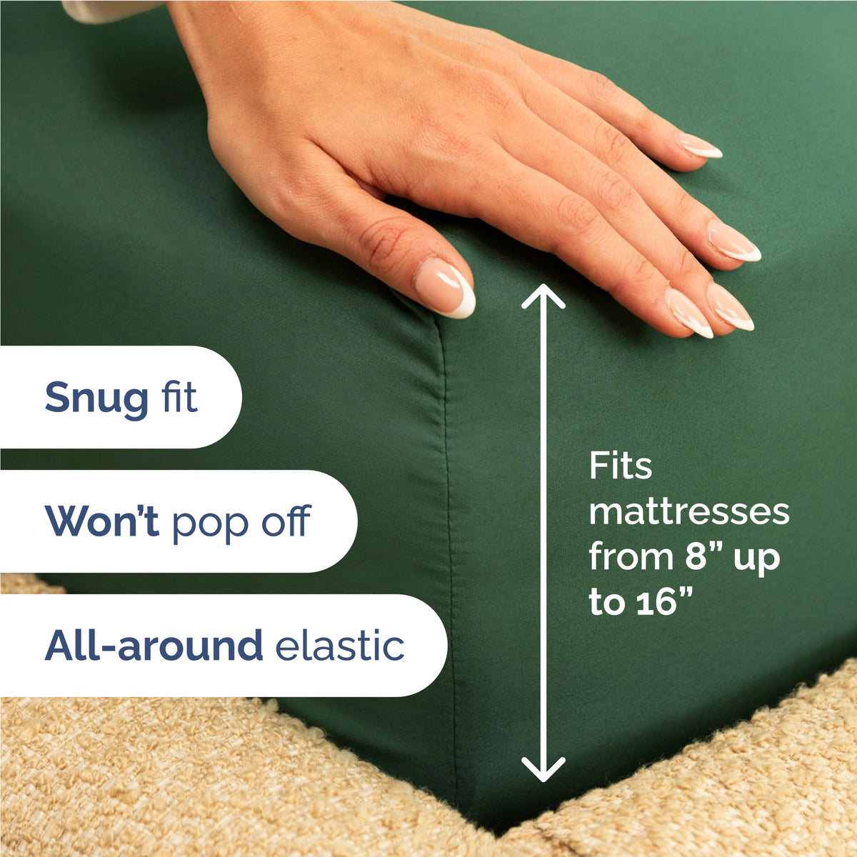 CGK Unlimited emerald green sheet flat lay showcases roomy sizing and breathability.