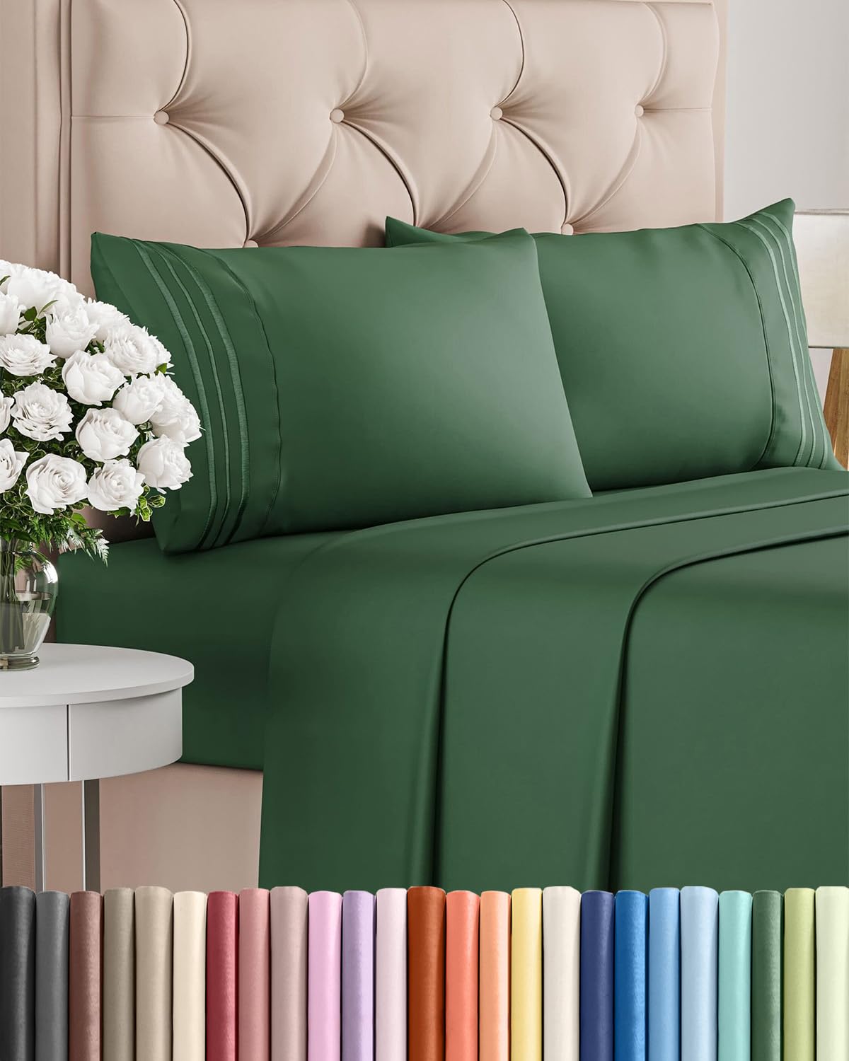 CGK Unlimited emerald green sheet set packaging showing premium quality and value.
