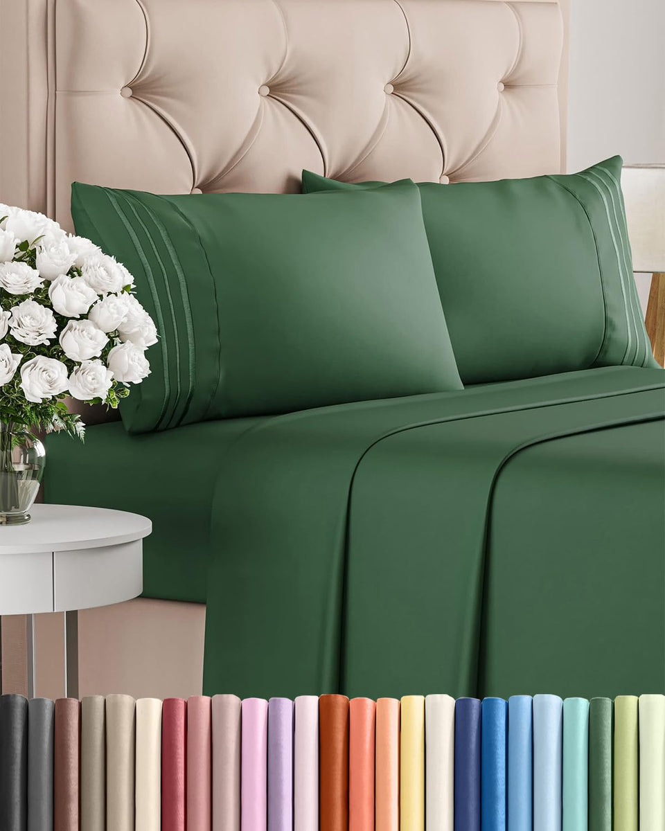 CGK Unlimited emerald green sheet set packaging showing premium quality and value.