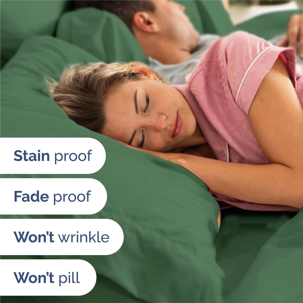 CGK Unlimited emerald pillowcase 3 emphasizes easy care and comfort.