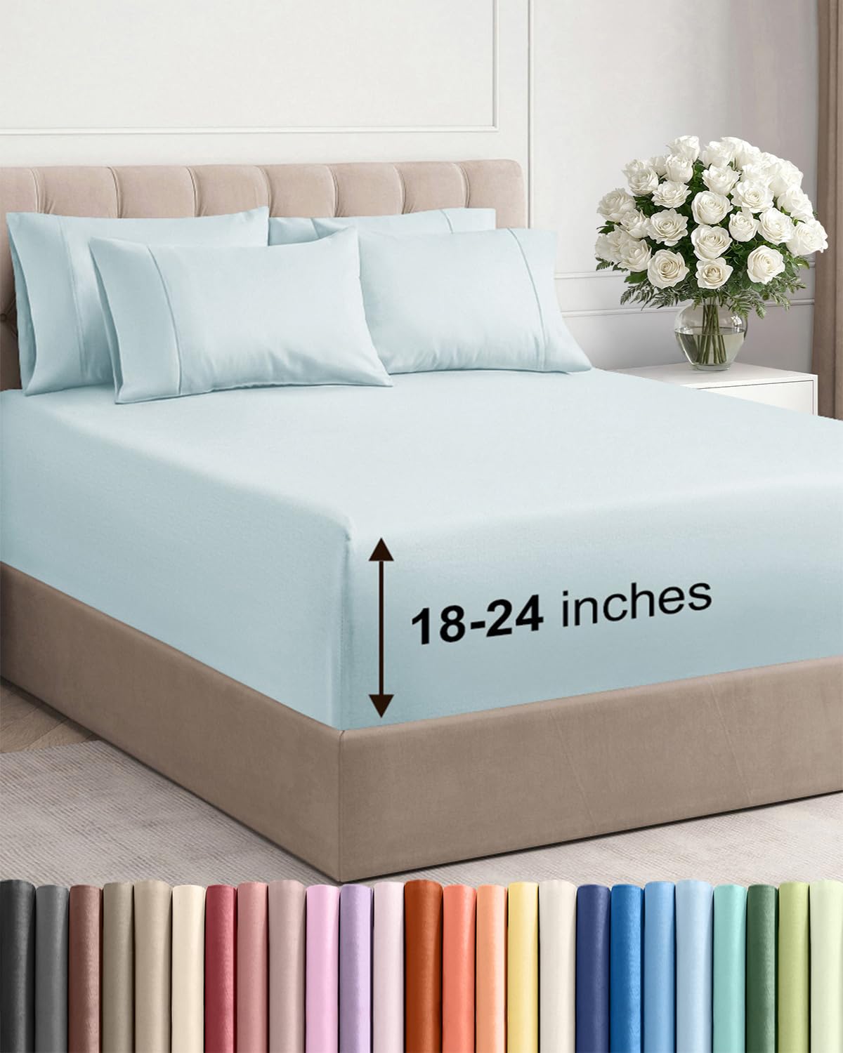 CGK Unlimited extra deep Cal King fitted sheet with secure elastic fit for deep mattresses