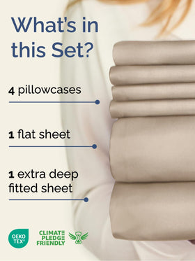 CGK Unlimited extra deep Cal King fitted sheet demonstrates secure stretch around tall mattresses