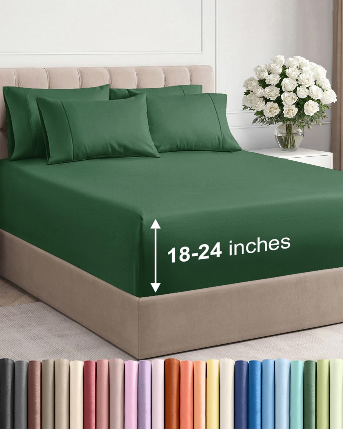 CGK Unlimited emerald-green flat sheet for a luxurious sleep surface.