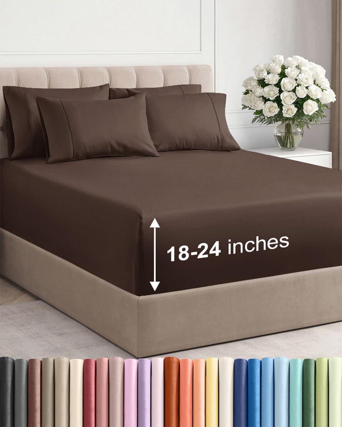 CGK Unlimited extra deep Cal King flat sheet on a thick mattress for secure coverage