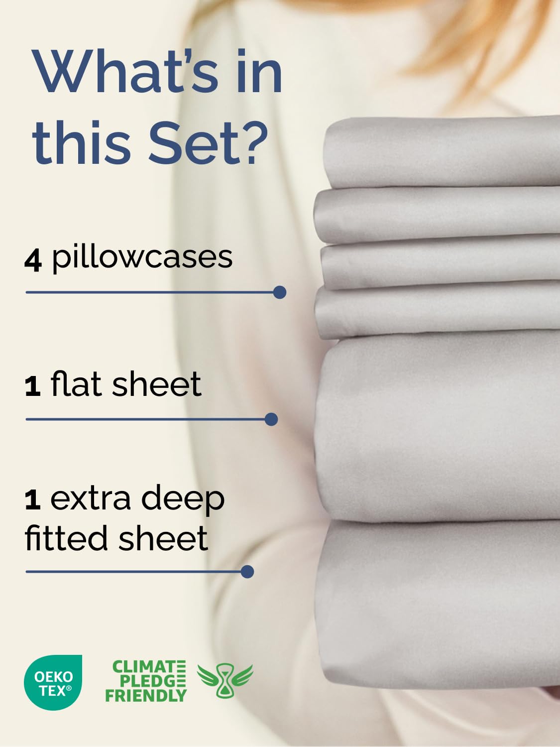 CGK Unlimited Extra Deep Cal King fitted sheet with secure elastic edge fits tall beds