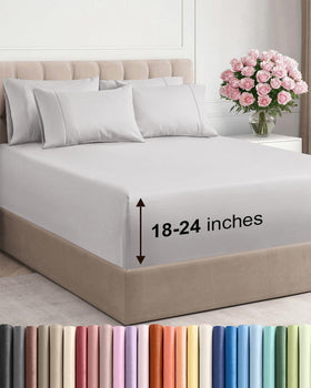 CGK Unlimited Extra Deep Cal King flat sheet shows generous width for deep mattresses